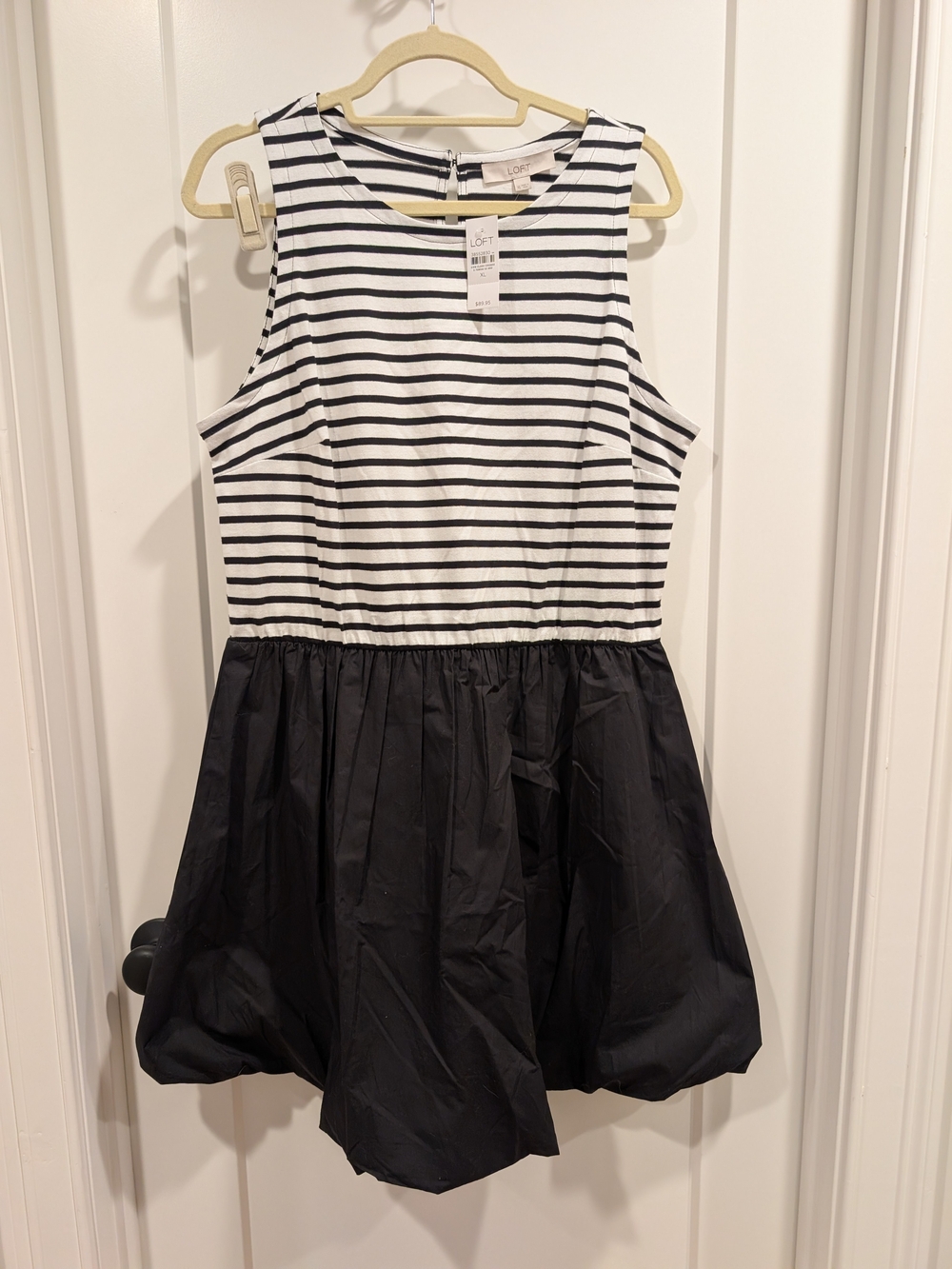 LOFT Black and White Striped Bubble Dress